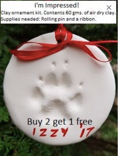 Pet clay impression Christmas ornament kit keepsake Annette s Keepsakes